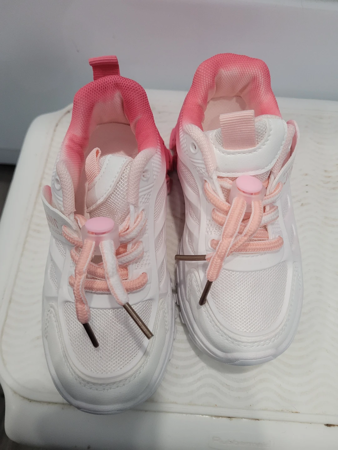 White & Pink Tie-Dye Kids Sneakers - Size 27