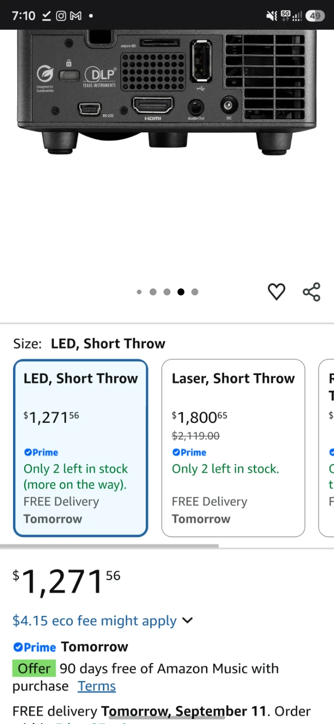 Optoma ML1050STi Short Throw LED Projector - photo 4