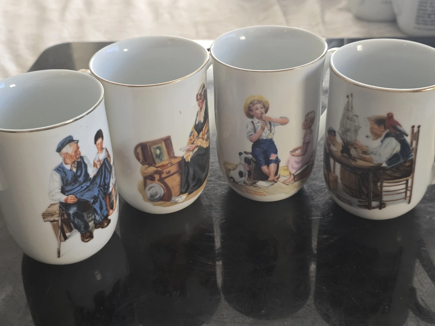 Set of 4 Norman Rockwell Museum Mugs