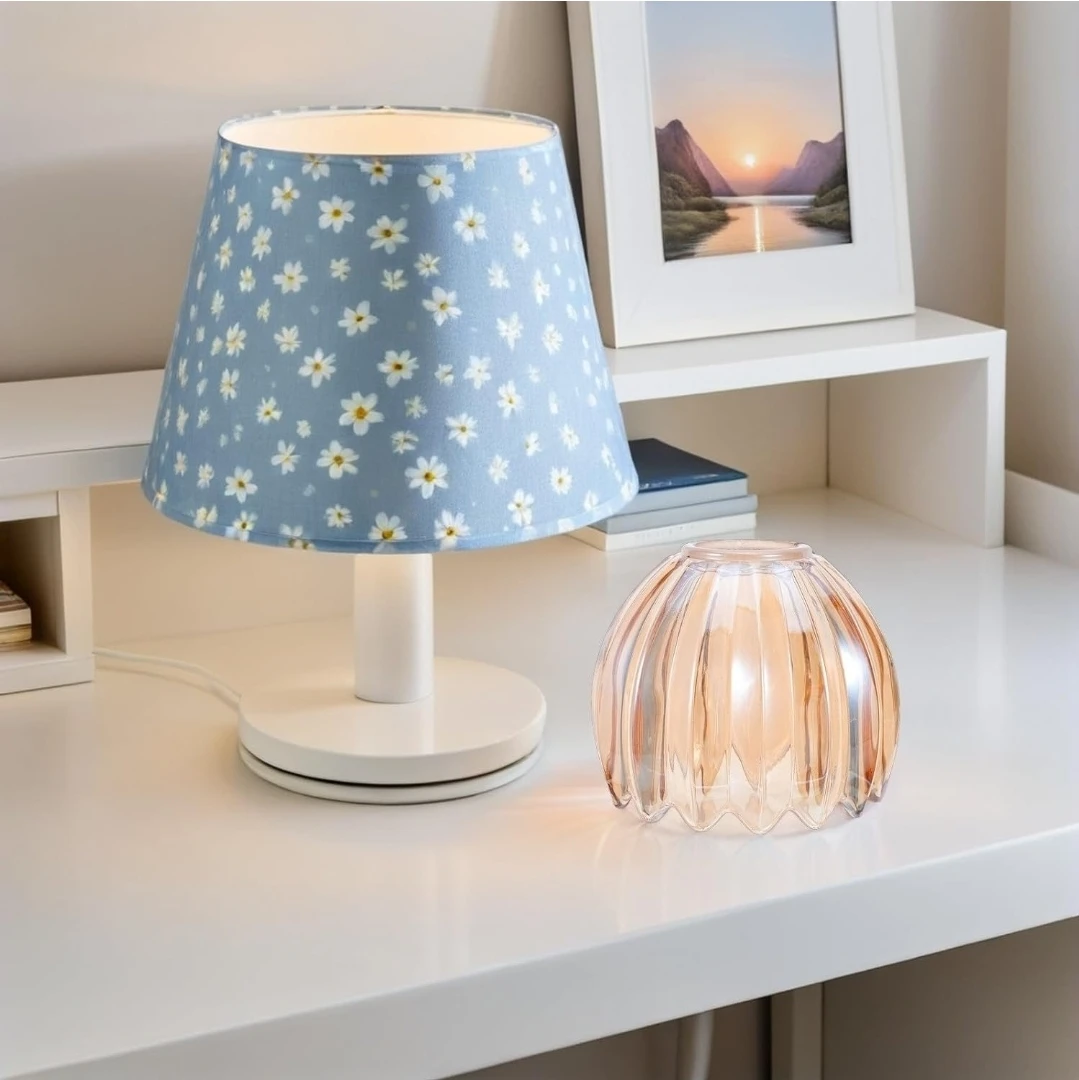 2pcs Amber Tulip Glass Replacement Lamp Shades - photo 2