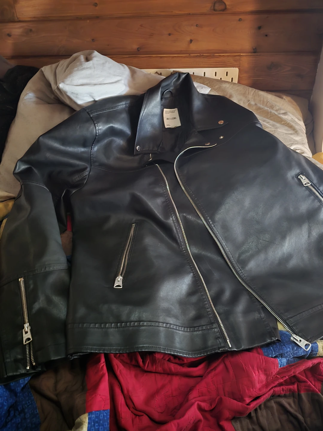 NEW Only & Sons Faux Leather Jacket Black🏈 - photo 2