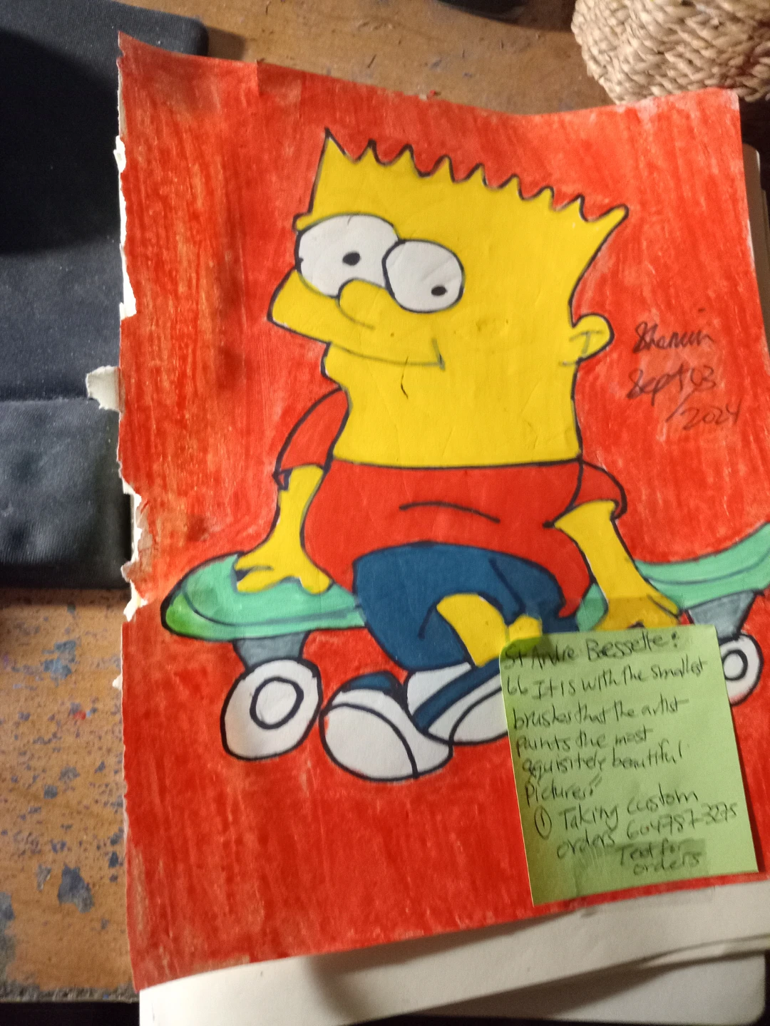 BART SIMPSON DRAWING BY CUSTOM ARTIST SHERWIN - photo 2
