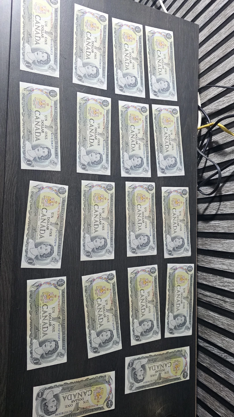 16 Bank of Canada One Dollar Bills