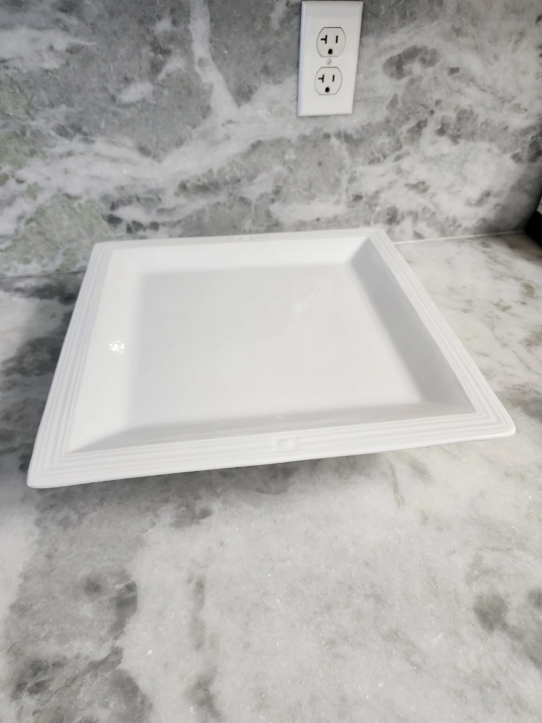 White Square Pedestal Serving Platter