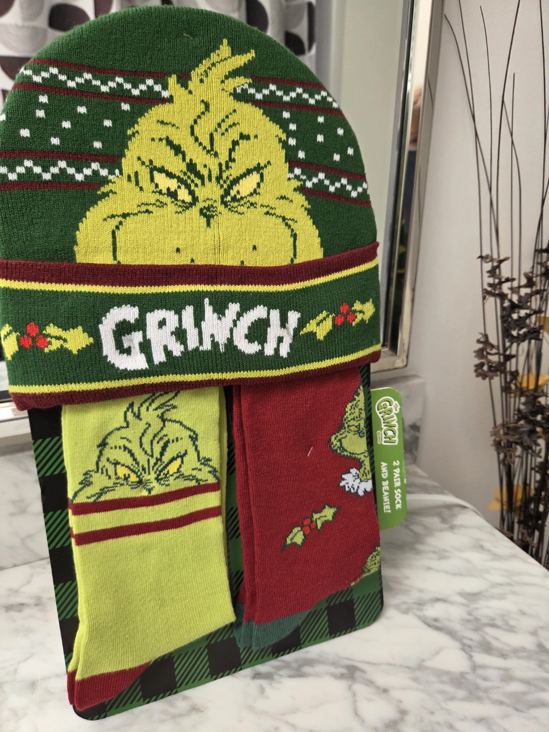 The Grinch Beanie and 2 Pair Sock Set