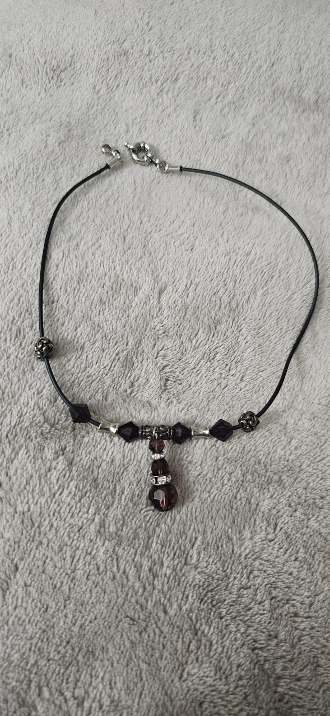 Purple Crystal Cord Necklace