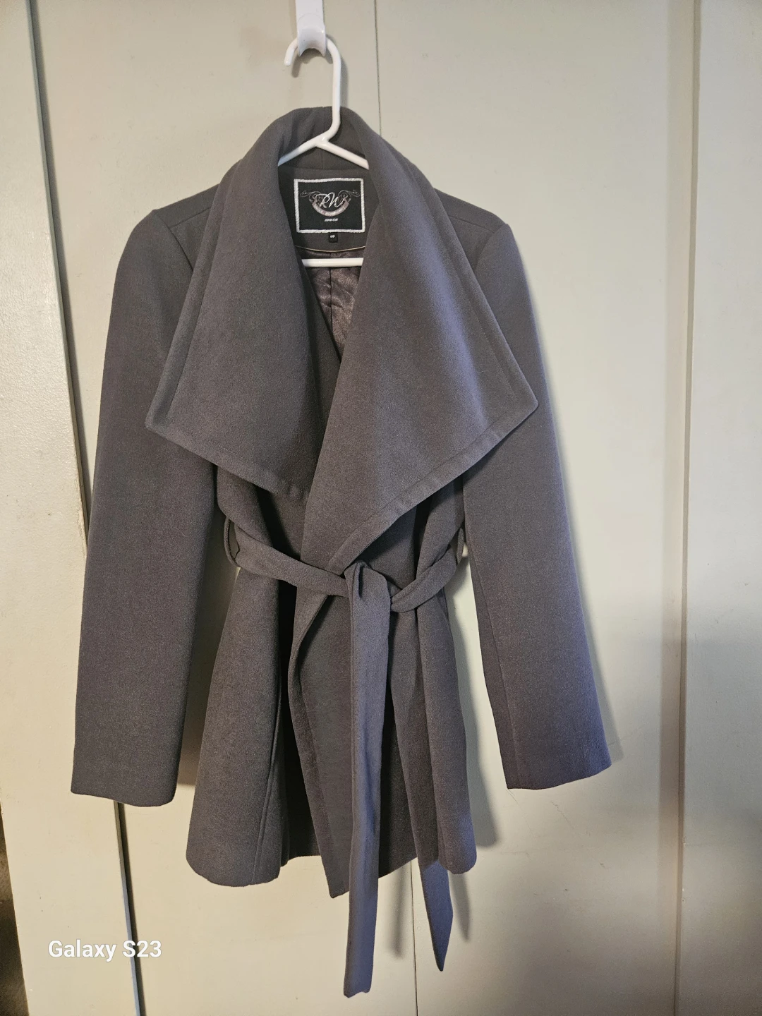 RW&Co. Grey Belted Wool-Blend Coat