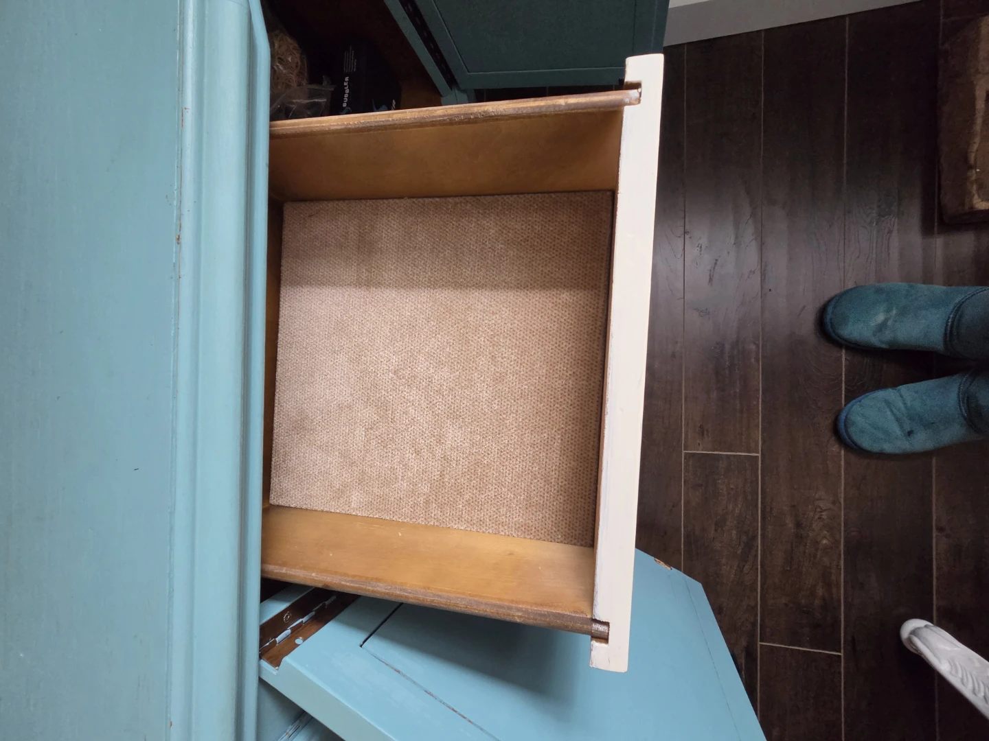 Teal Blue Painted Wooden Media Console Cabinet - photo 3