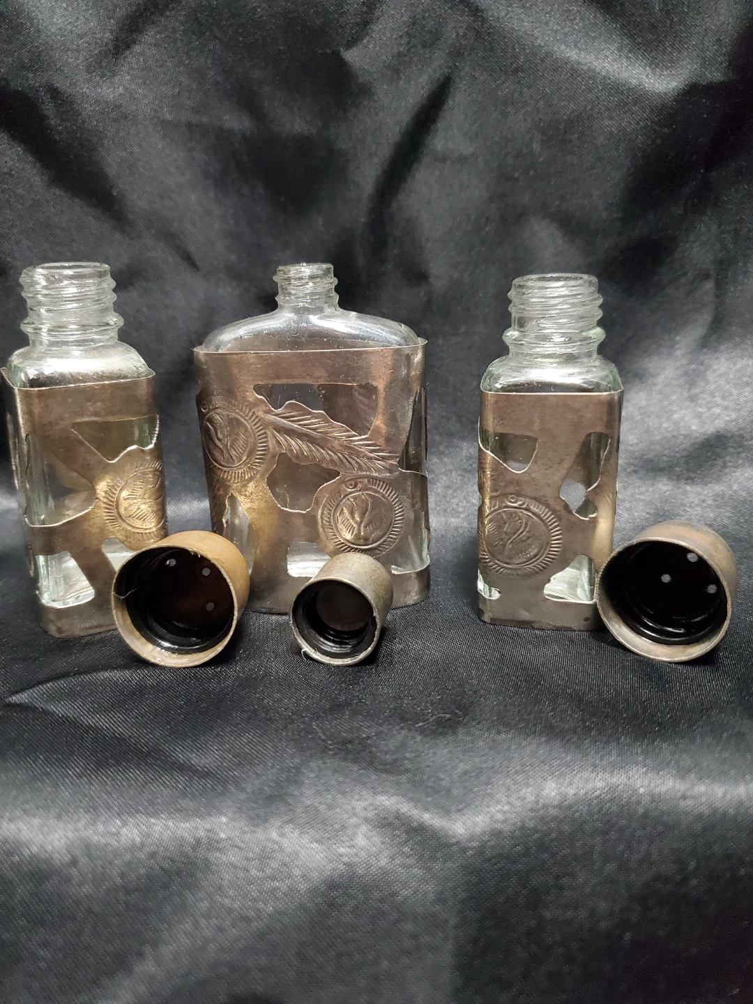 Vintage Mexico Sterling Silver Perfume Bottle / Over Glass - photo 4