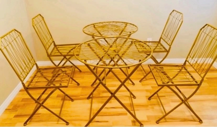 matching Bungalow Rose Gold Geometric Bistro Sets