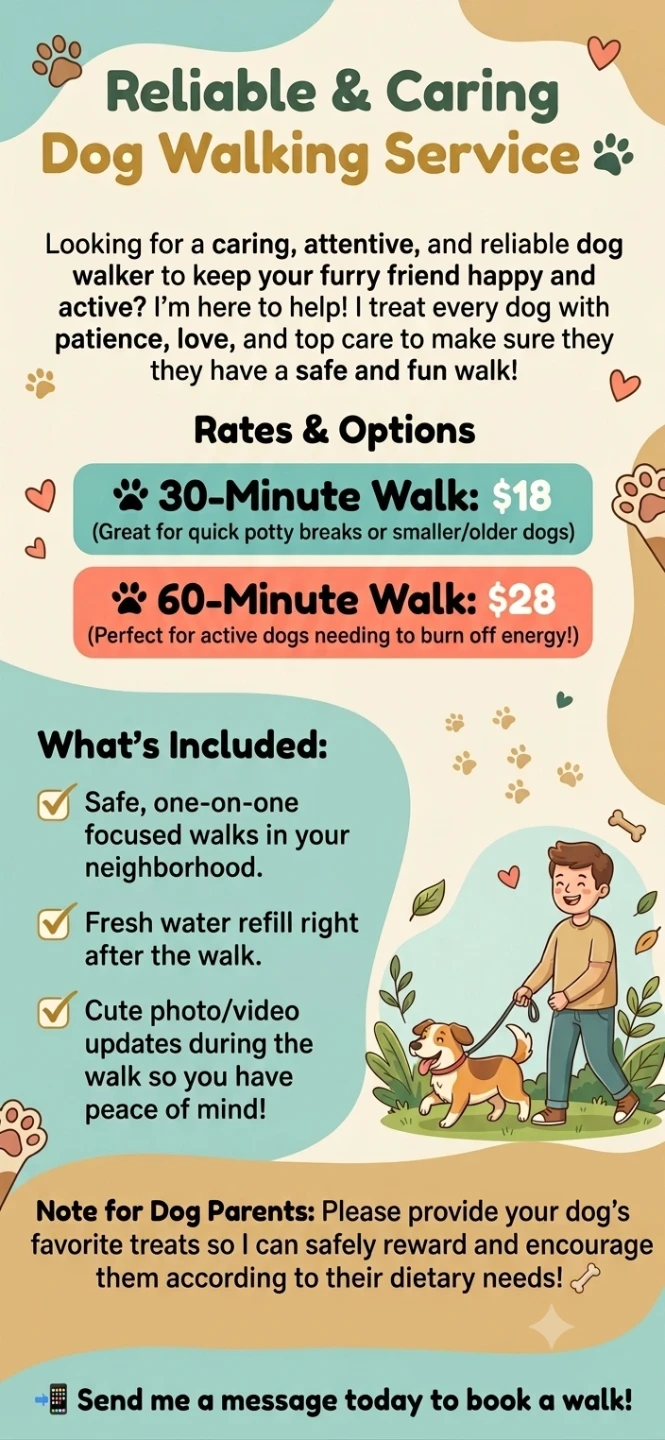 Reliable & Caring Dog Walking Service 🐾