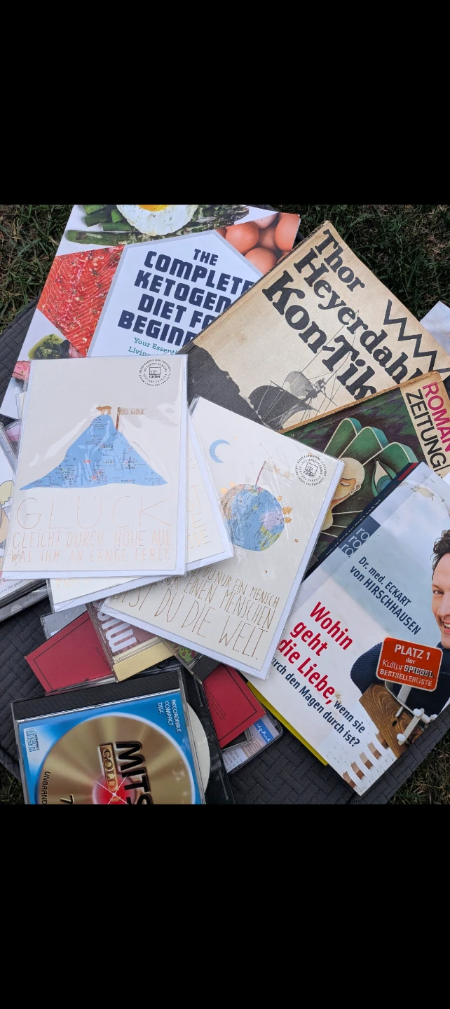 Mixed German language Media Lot: Books, Greeting Cards, and CDs
