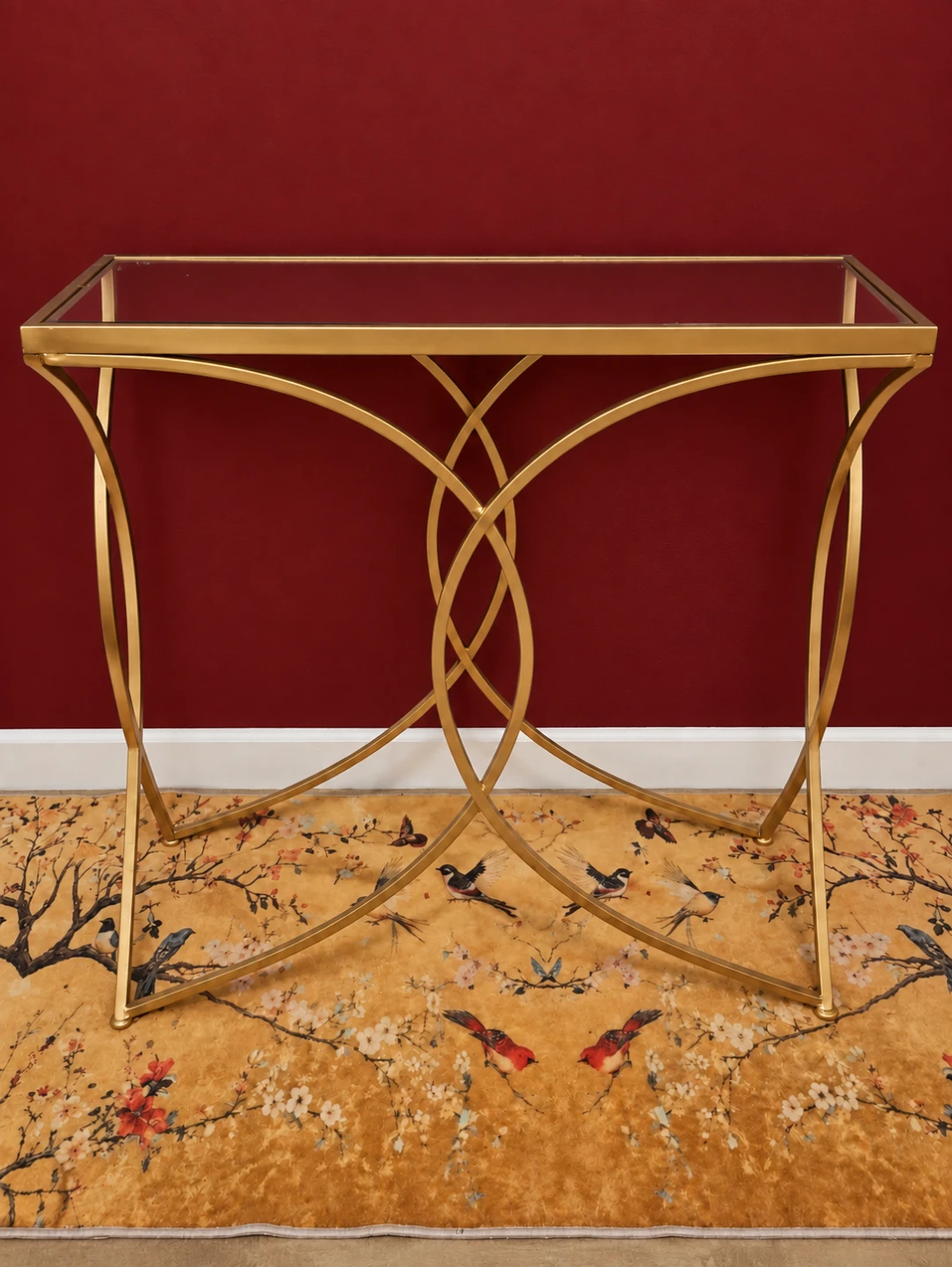 Vintage 70s Gold mirrored console table 28 x 28 x 11