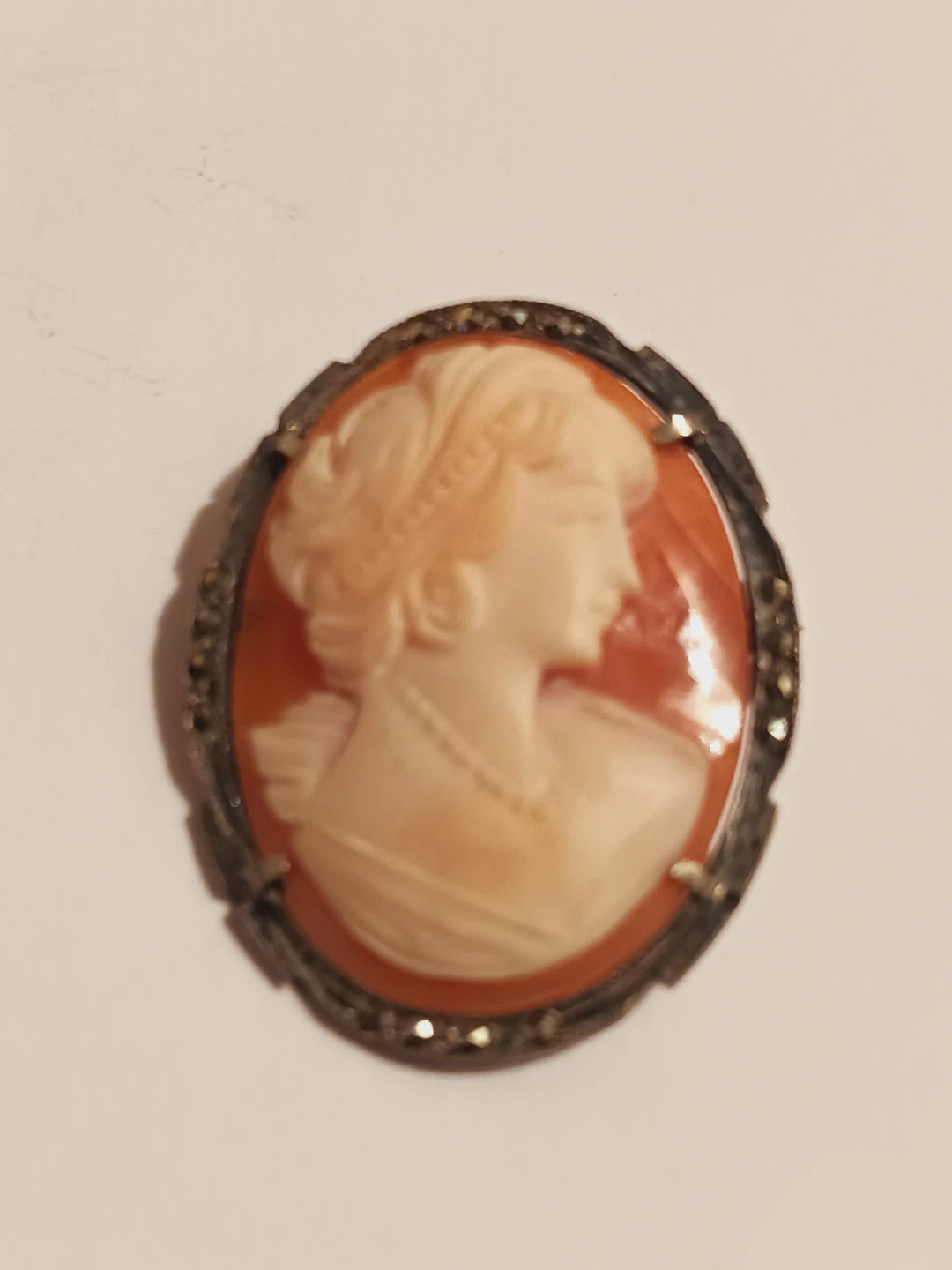 Antique Victorian Sterling Silver 925 Genuine Cameo Brooch - photo 3