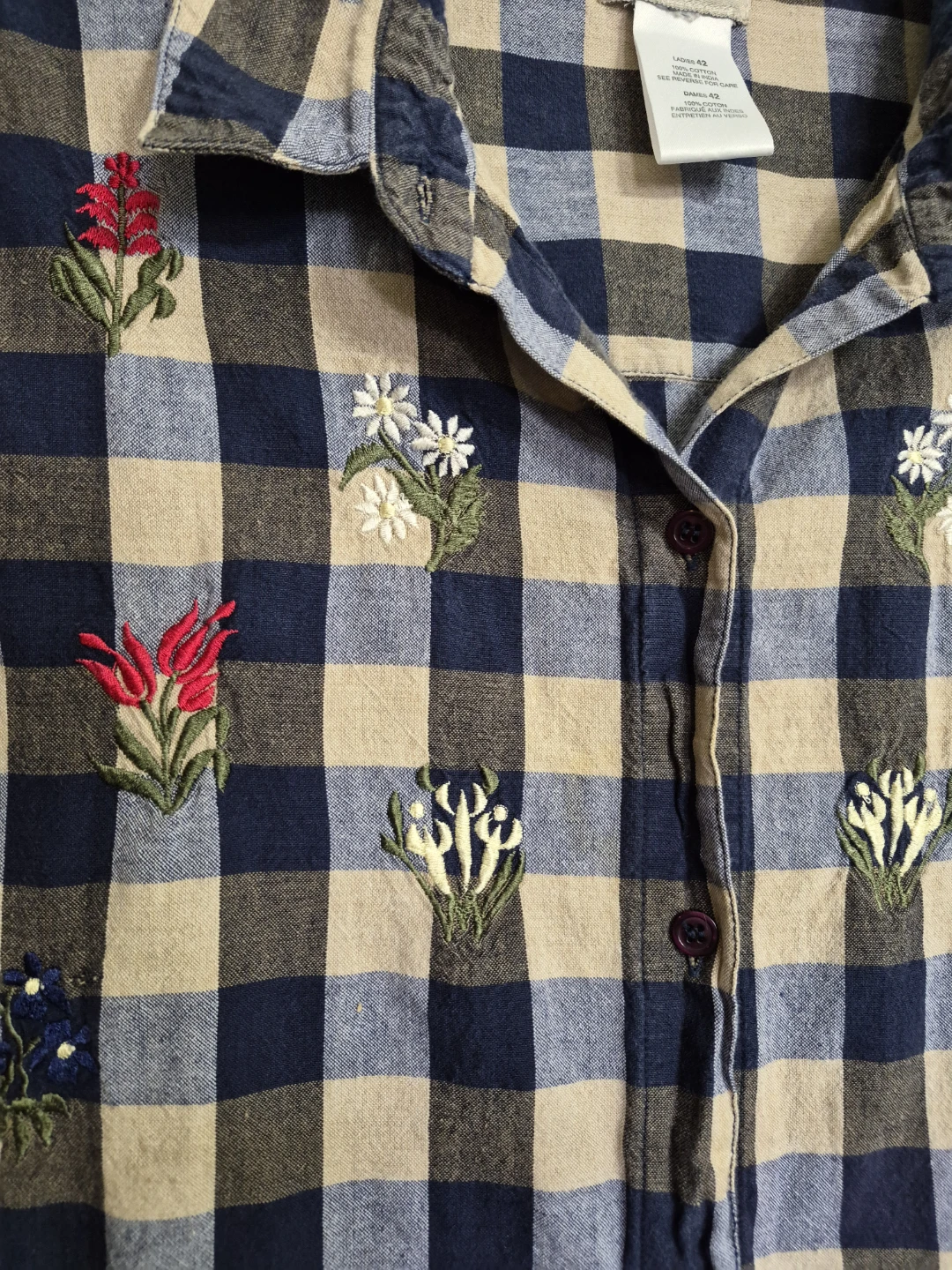 Ladies Size 42/ 4X/5X Button Up 200% Cotton Top... - photo 5