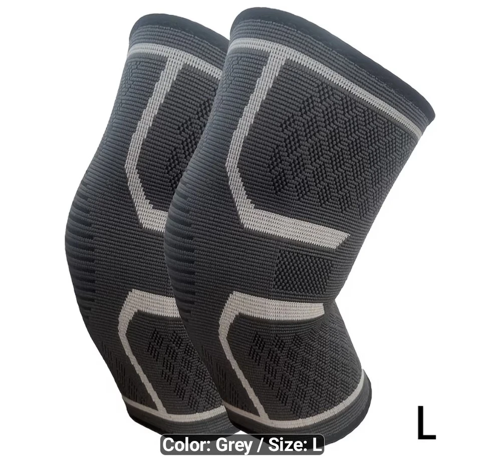Pair of Grey Knee Compression Sleeves - Size Large