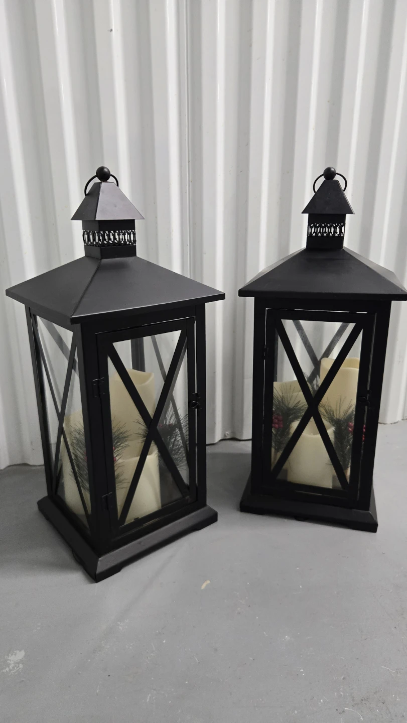Set of Two big Decorative Black Metal Lanterns - photo 5