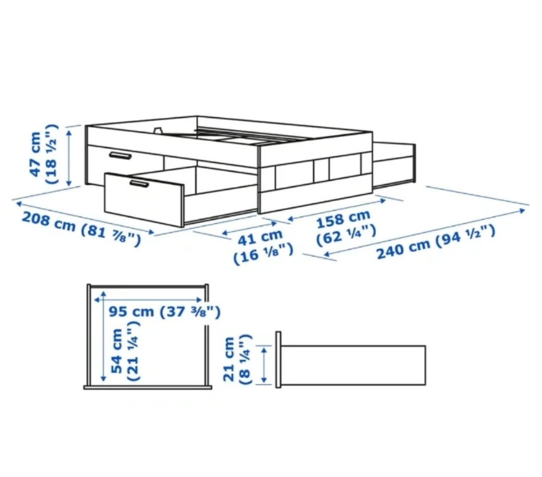 IKEA BRIMNES Bed Frame with Storage and Headboard - photo 3
