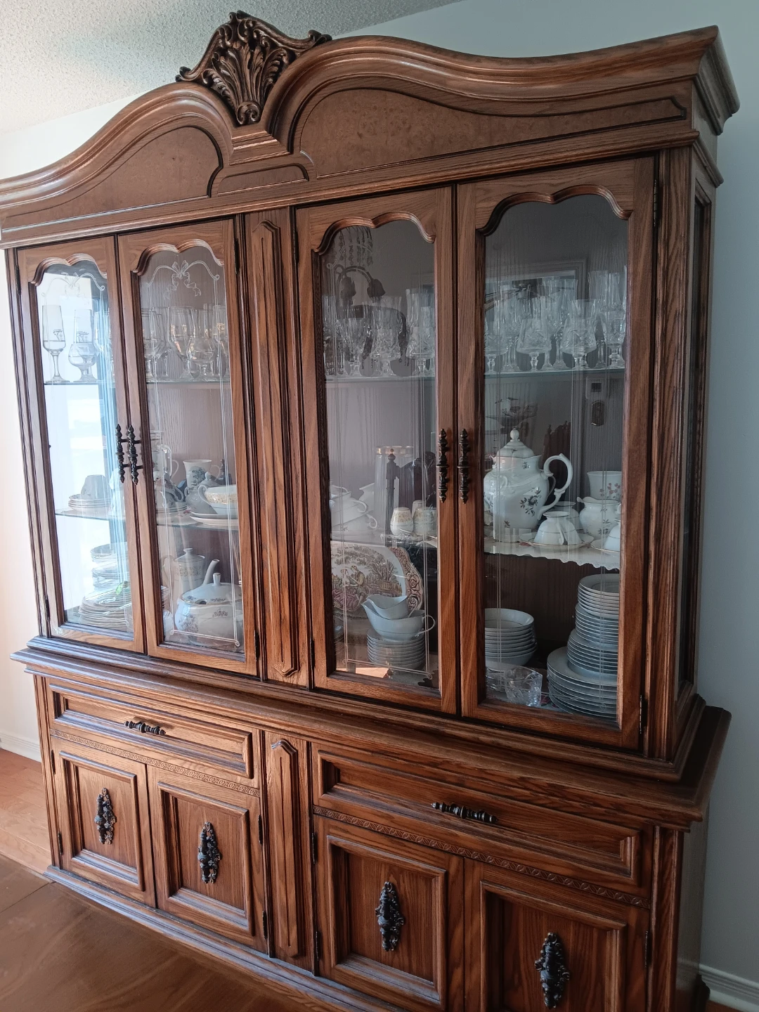 Wooden China Cabinet with Glass Doors