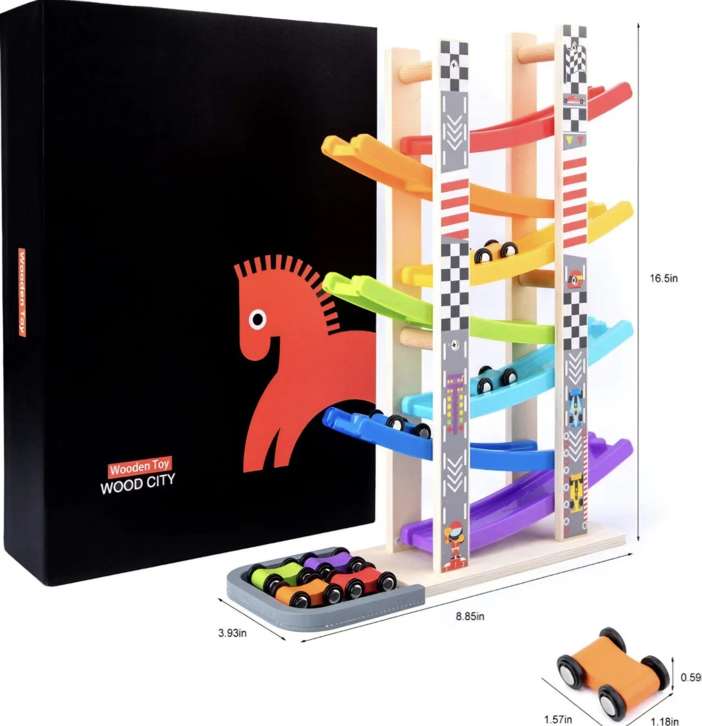 WOOD CITY Wooden Race Track Playset - photo 2