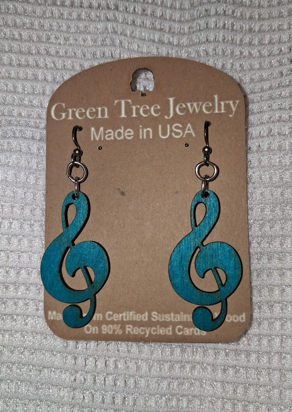 Wooden Blue Note Earrings
