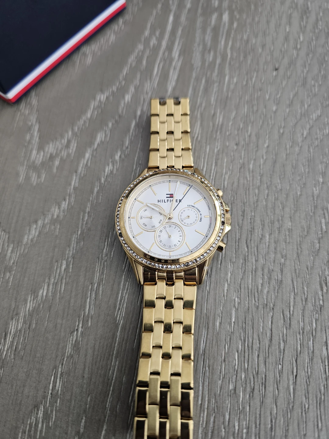 Tommy Hilfiger Gold-Tone Crystal Watch| Battery change required