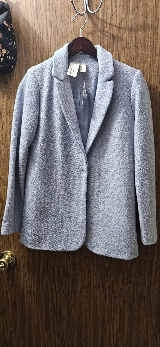 Forever 21 Light Blue Textured Coat