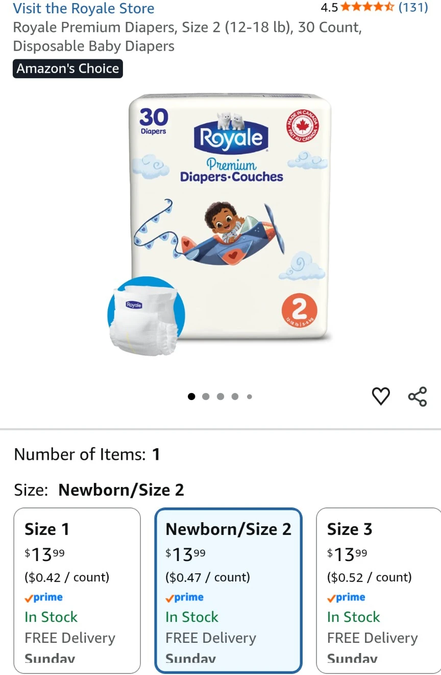 2 Packs of Royale Premium Diapers Size 2