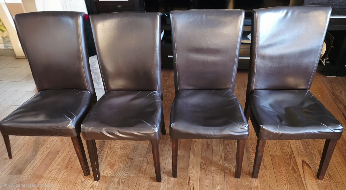 Set of 4 Dark Brown Faux Leather Dining Chairs