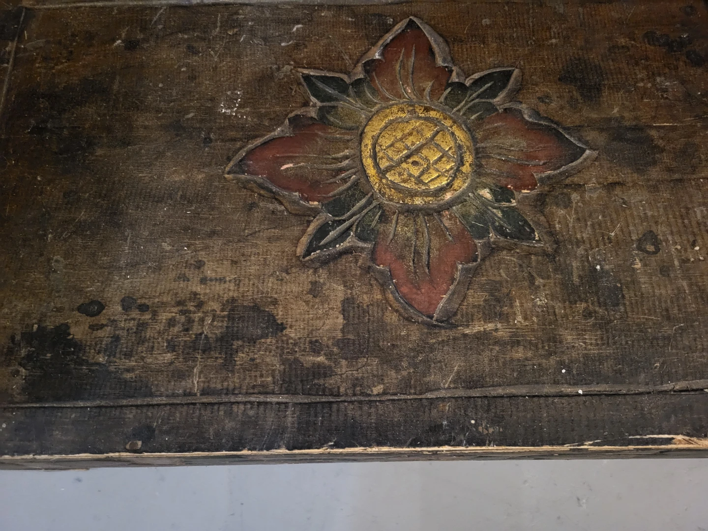 Vintage Hand-Carved Wooden Bench - photo 4