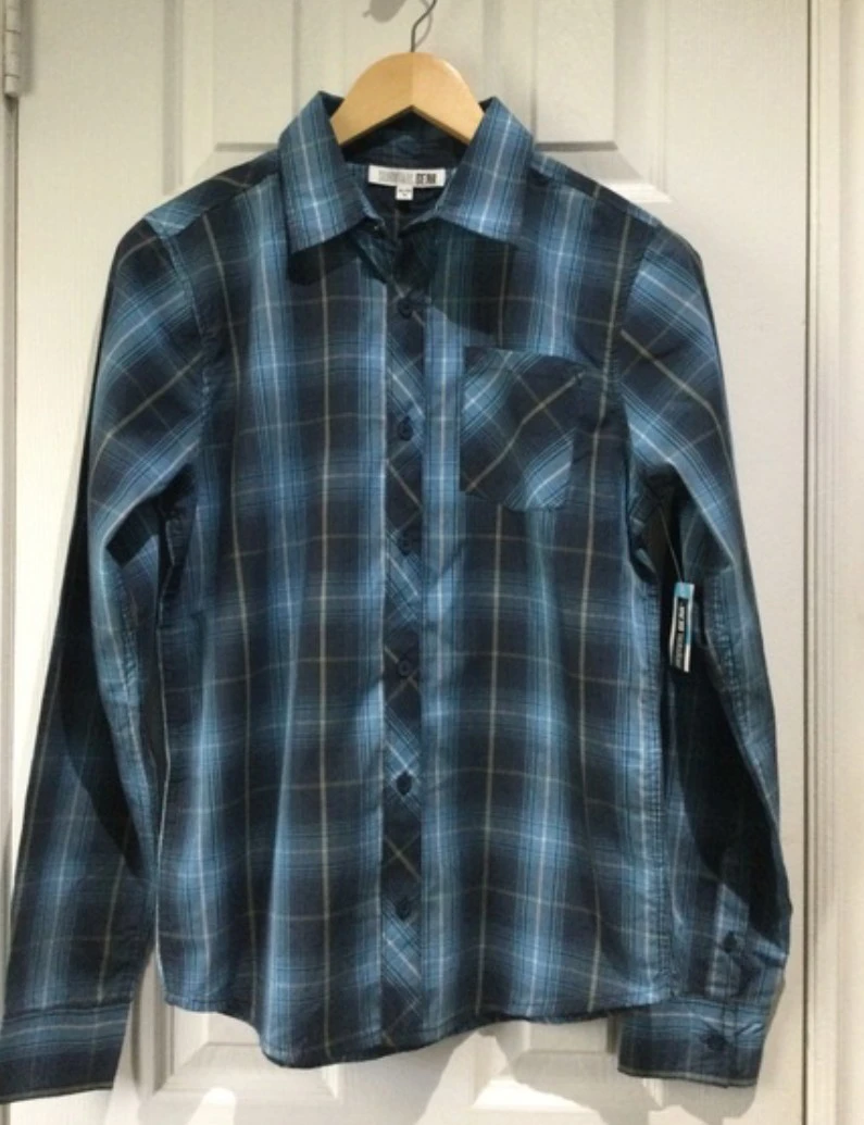 URGENT SALE! Brand New Survival Gear Boys XL Blue Plaid Shirt