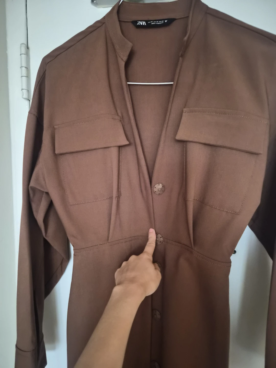 ZARA Brown Button-Up Midi Dress Xs or XXS - photo 5