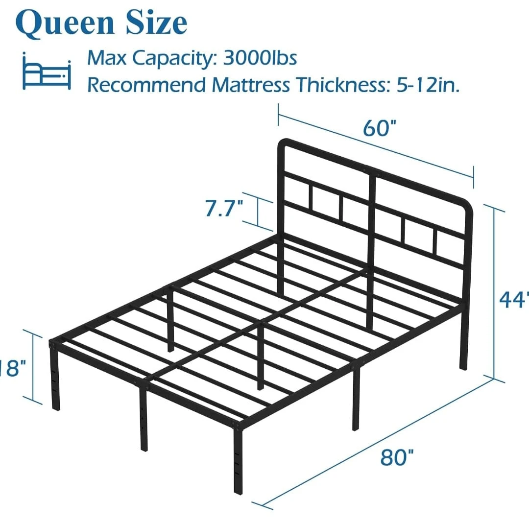 Black Metal Queen Bed Frame - photo 2