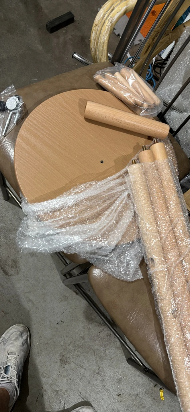 Unassembled Round Wooden Side Table