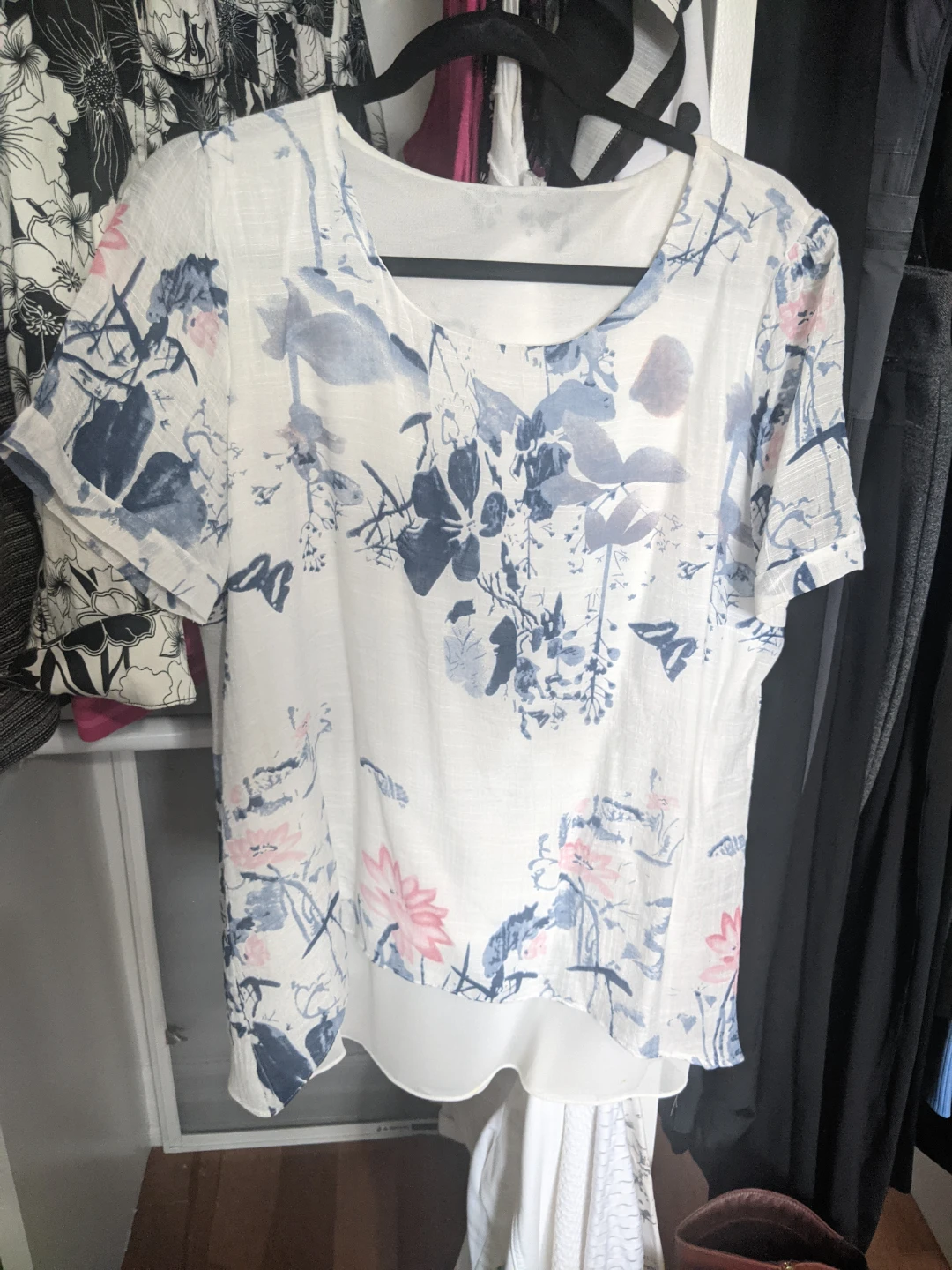 Floral Print Short Sleeve Blouse