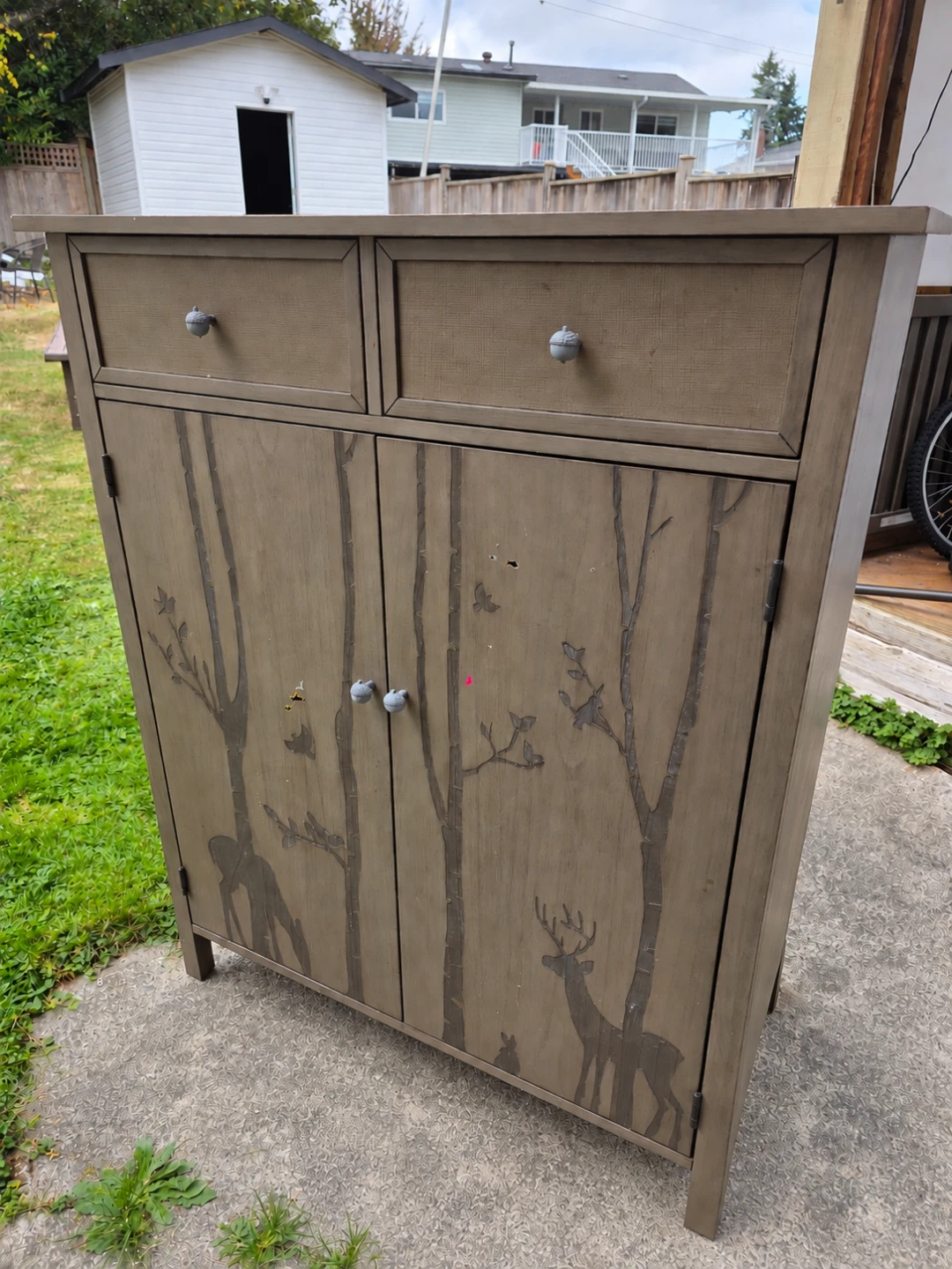 Forest Animal Nursery Armoire / Wardrobe Gray / Cabinet