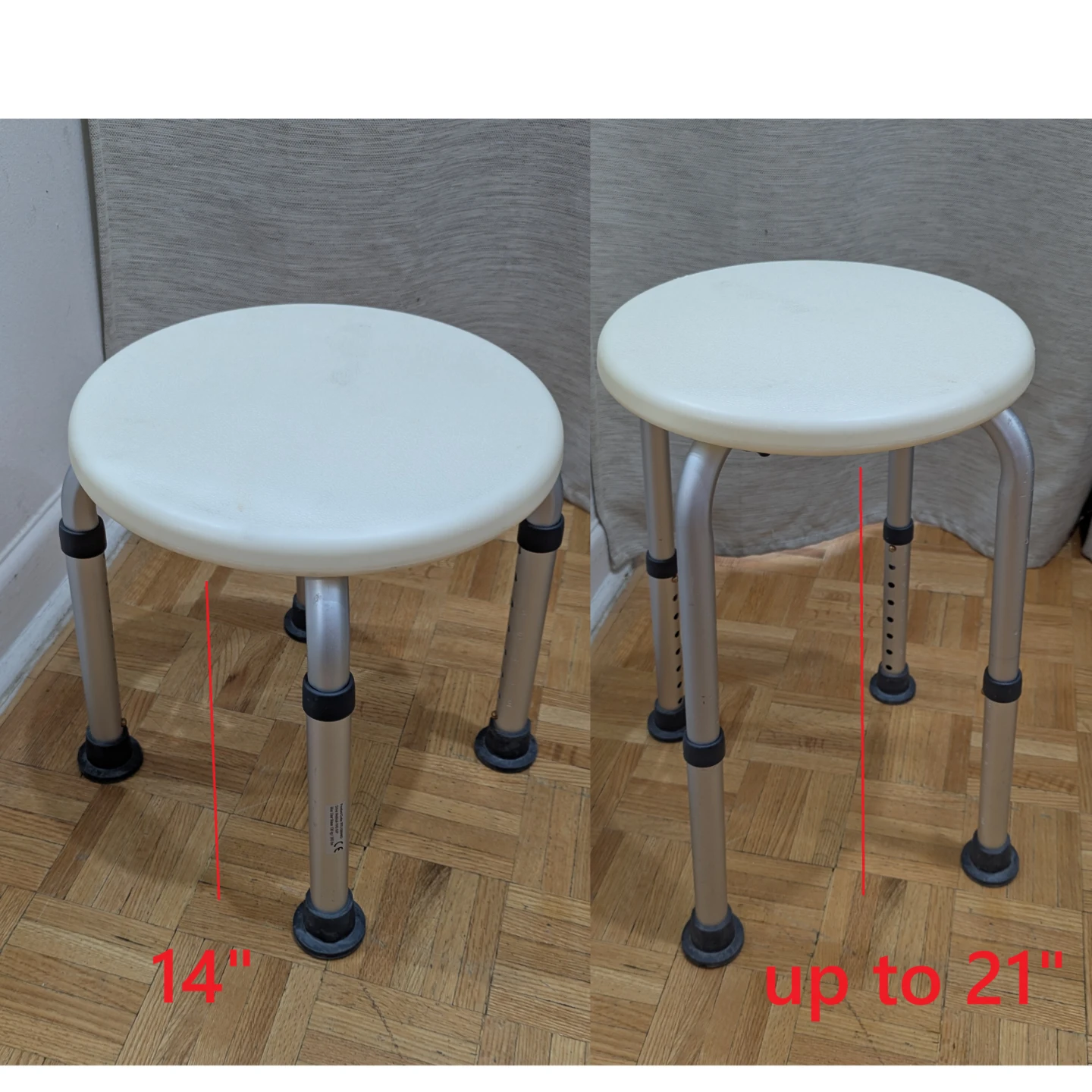 Backless Adjustable Height Chair Compact Stool Aluminium