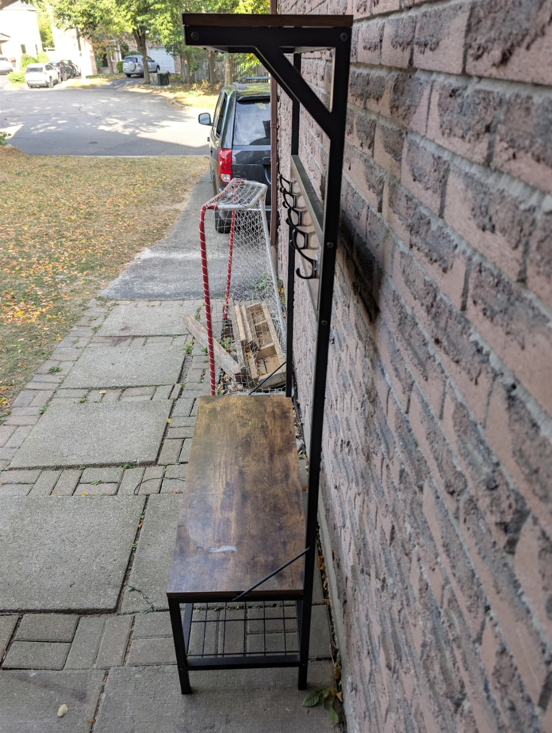 Industrial Hall Tree with Bench and Shoe Storage