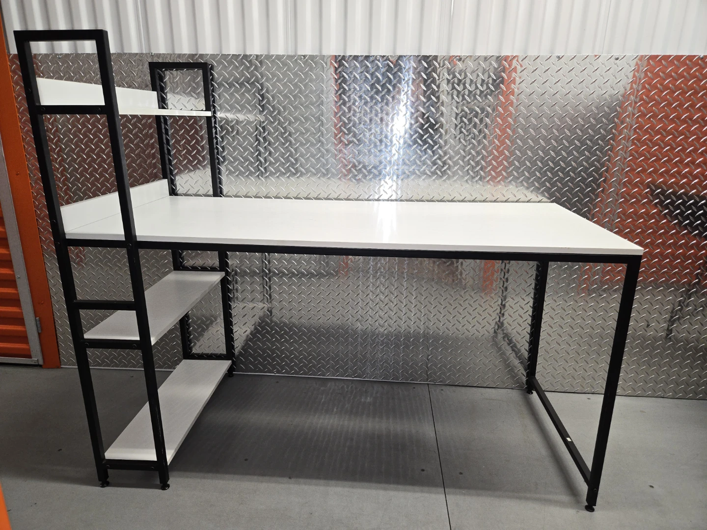 Modern Minimalist Office Desk with Shelving - Like New