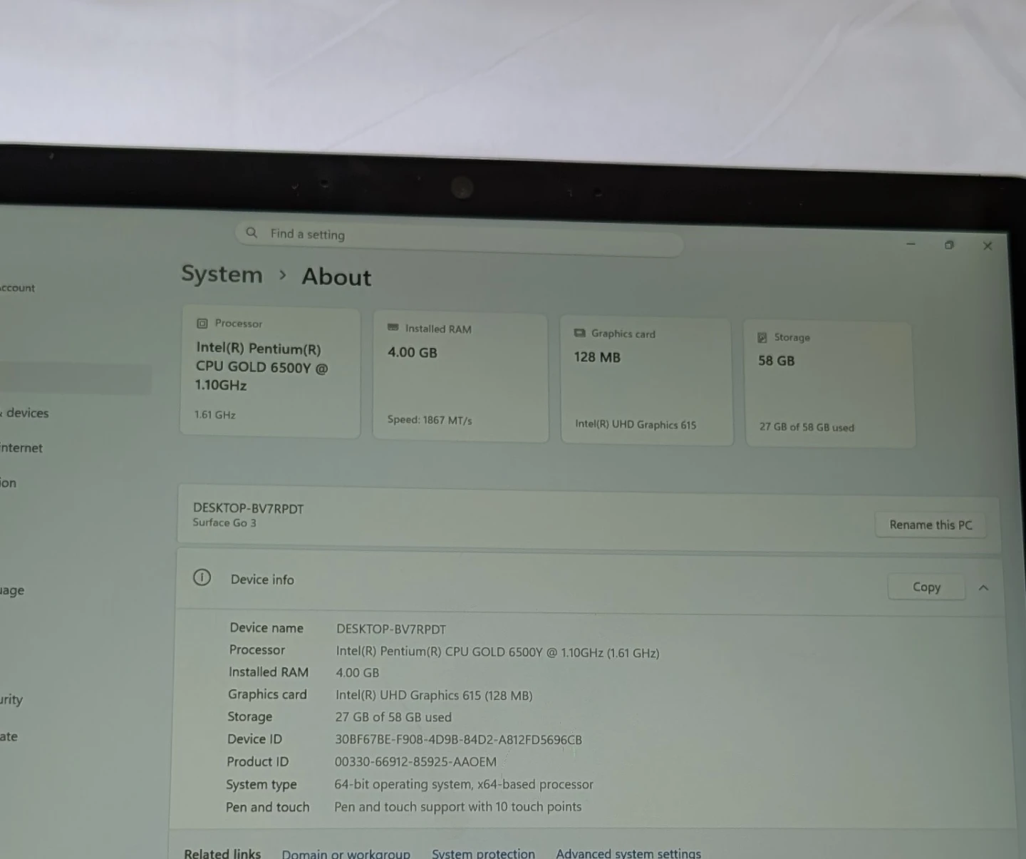 NICE MICROSOFT SURFACE GO 3 WINDOWS 11 PRO TABLET  10.5" PENTIUM - photo 2