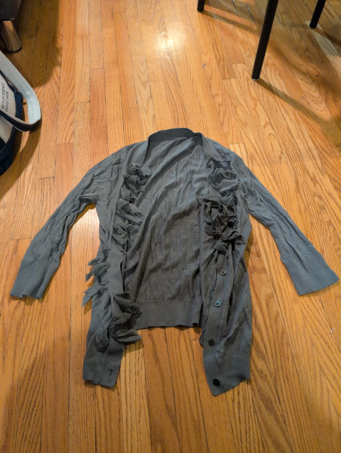 Grey Ruffle Trim Cardigan 🏈