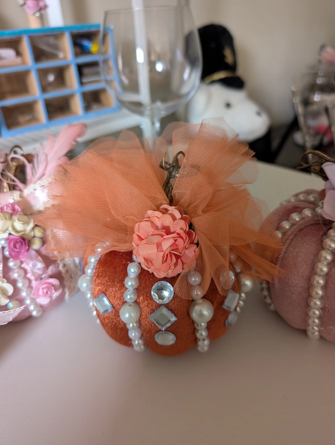 Handmade Decorative Embellished Fabric Pumpkins - photo 3