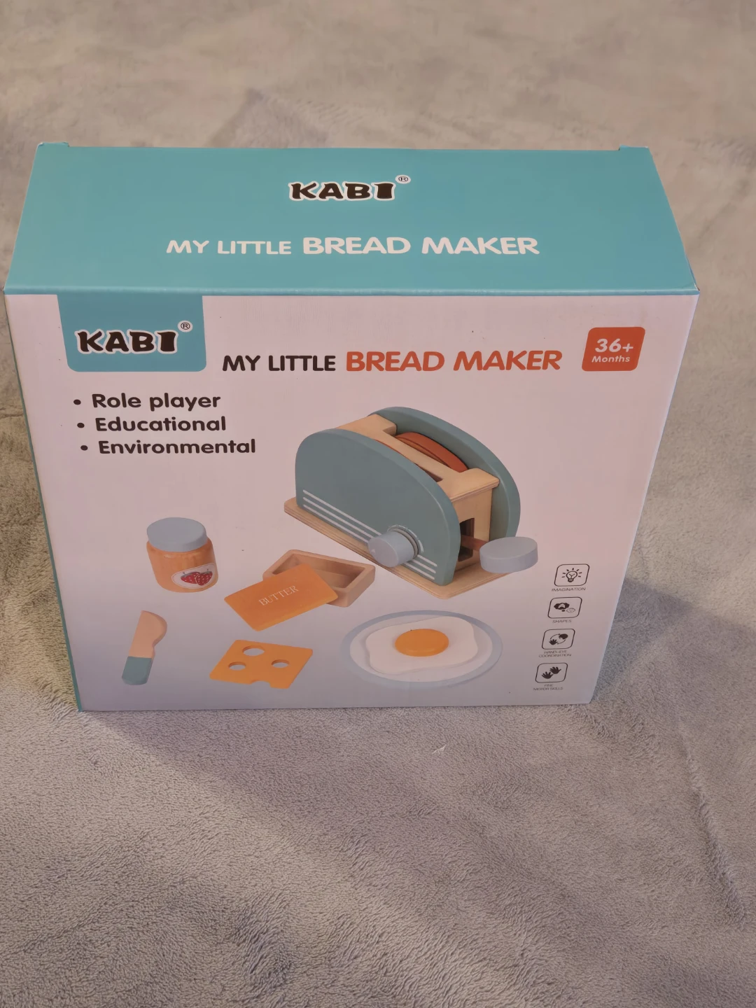 Kids Wooden Kitchen Toys Little Bread Maker Set - photo 5