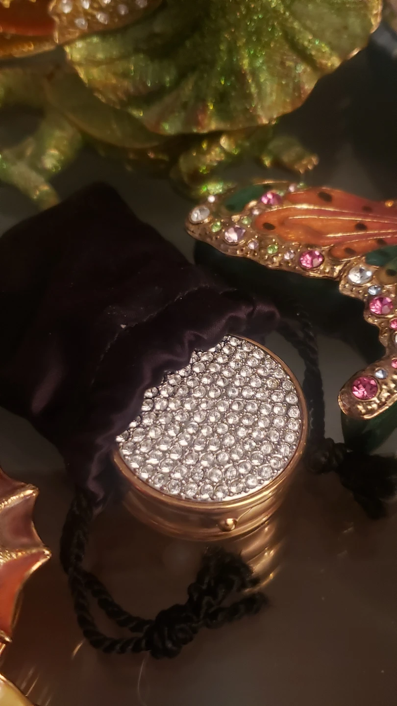 Rhinestone Pill Box with Pouch
