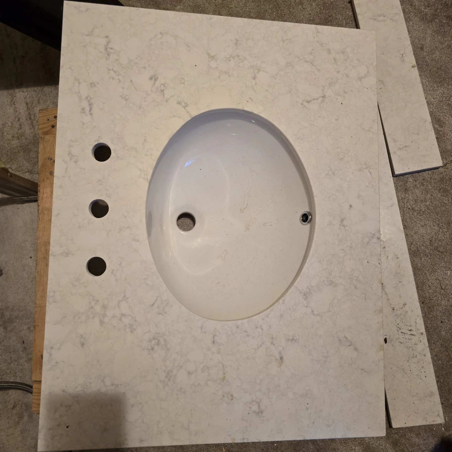 White Marble-Look Bathroom Vanity Top with Sink