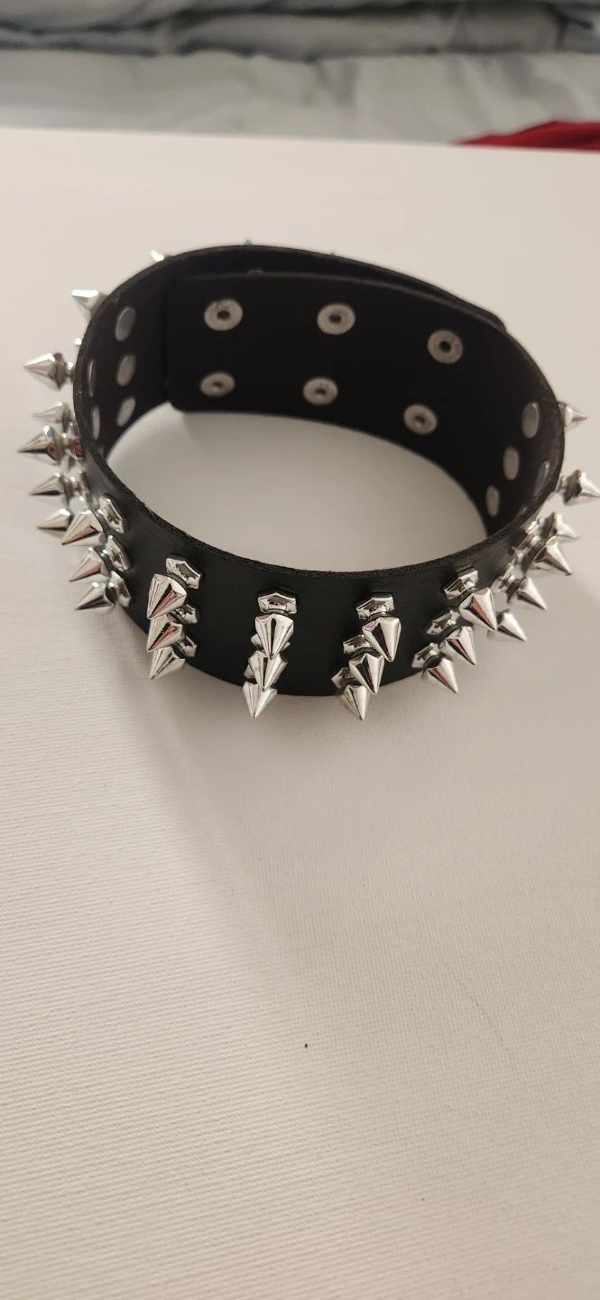 Black Studded Spiked Choker Necklace - photo 2