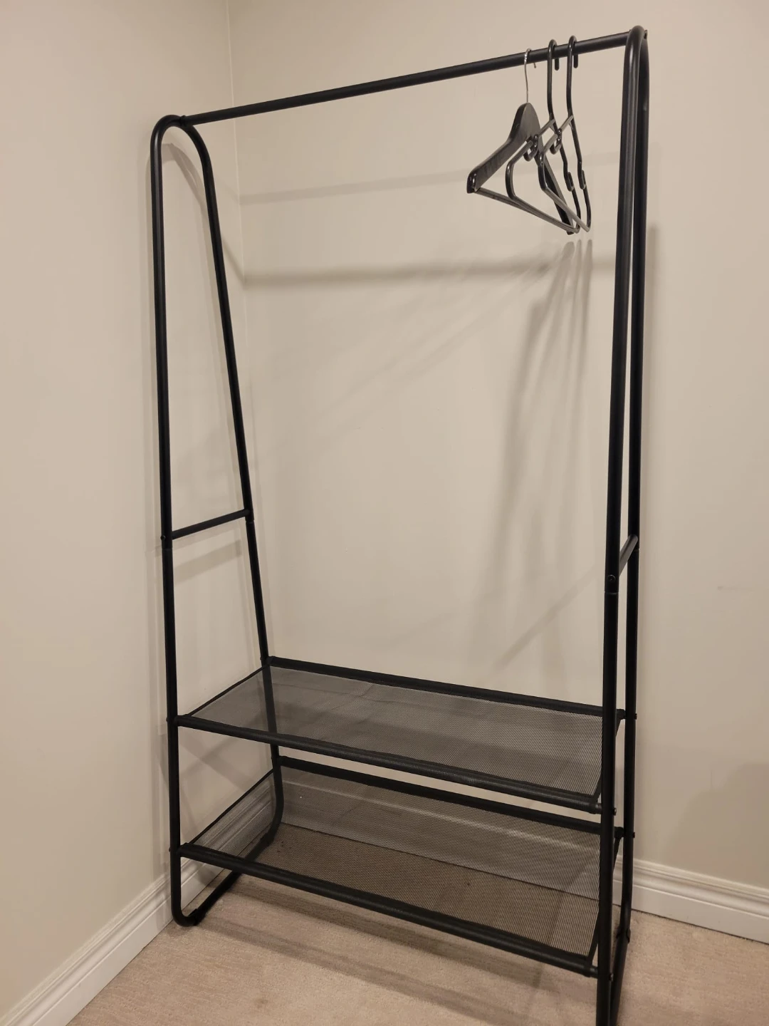 Black Garment Rack with Shelves