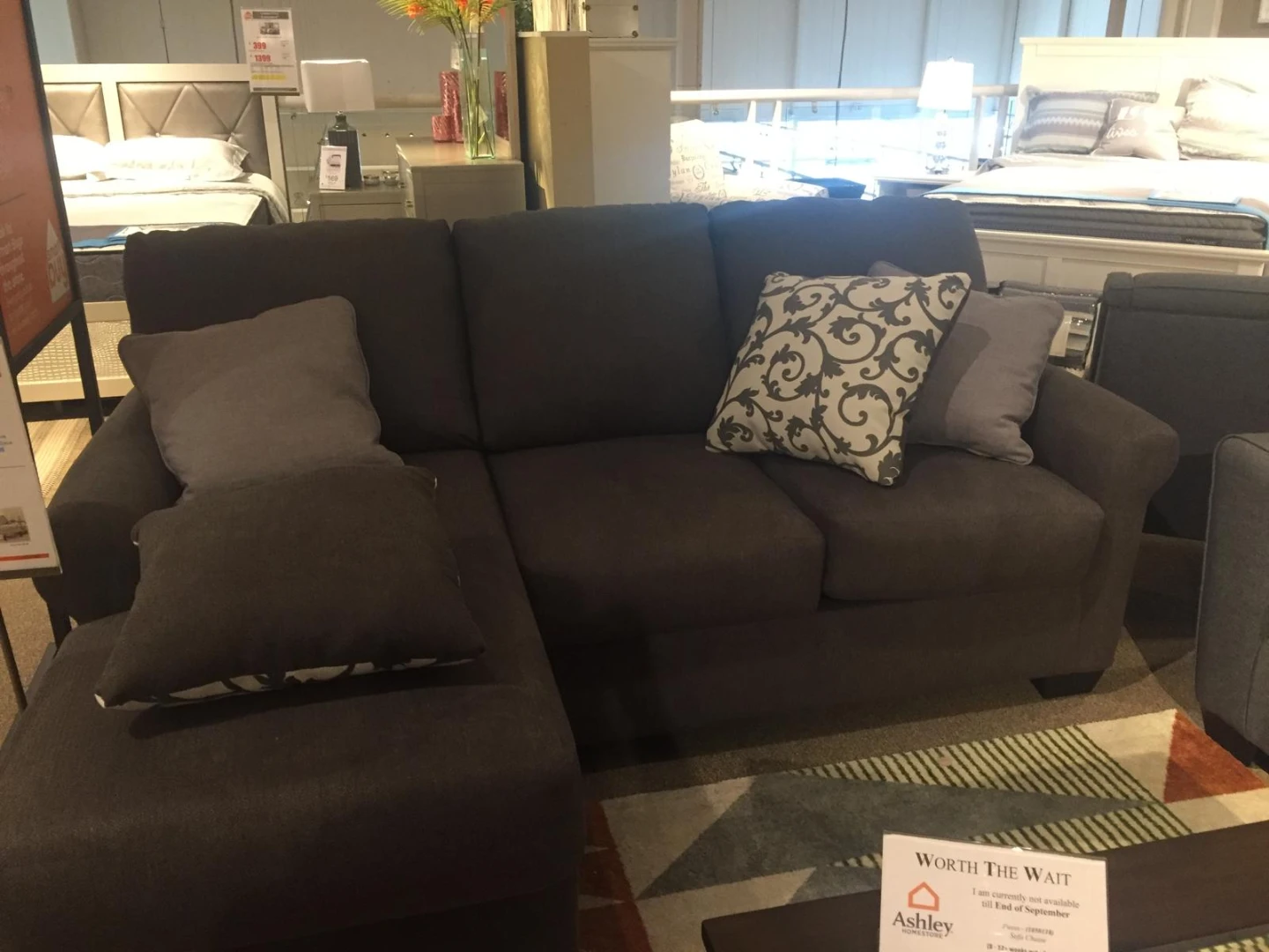 Dark Grey Sectional Couch with Chaise - photo 5