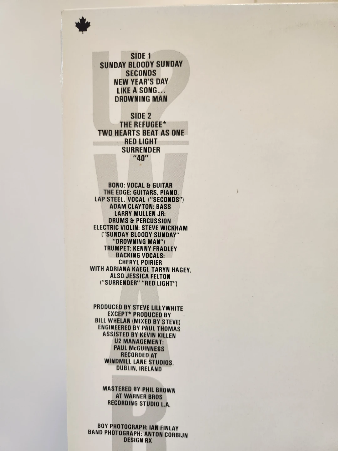 U2 War Vinyl Record - photo 2