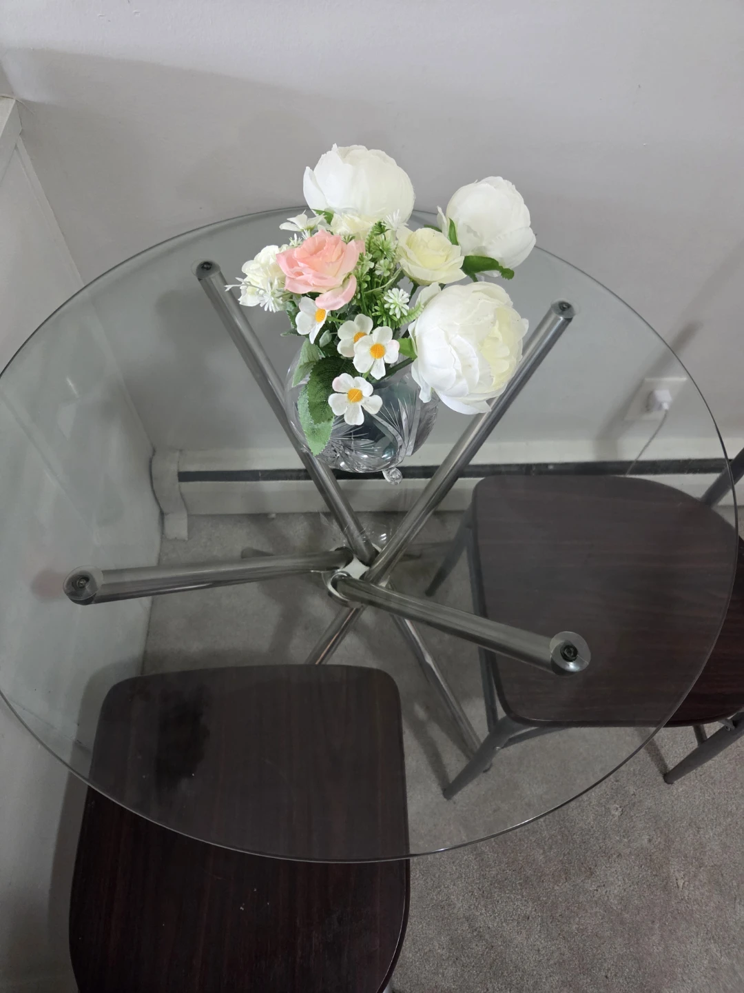 Glass Top Bistro Table with Two Chairs